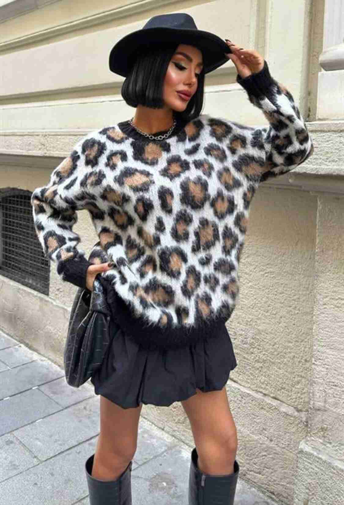 Leopard Print Sweater - Black - Brand: Sobe Istanbul - Women & Kids, Baby Clothes Wholesale - TheBS Women