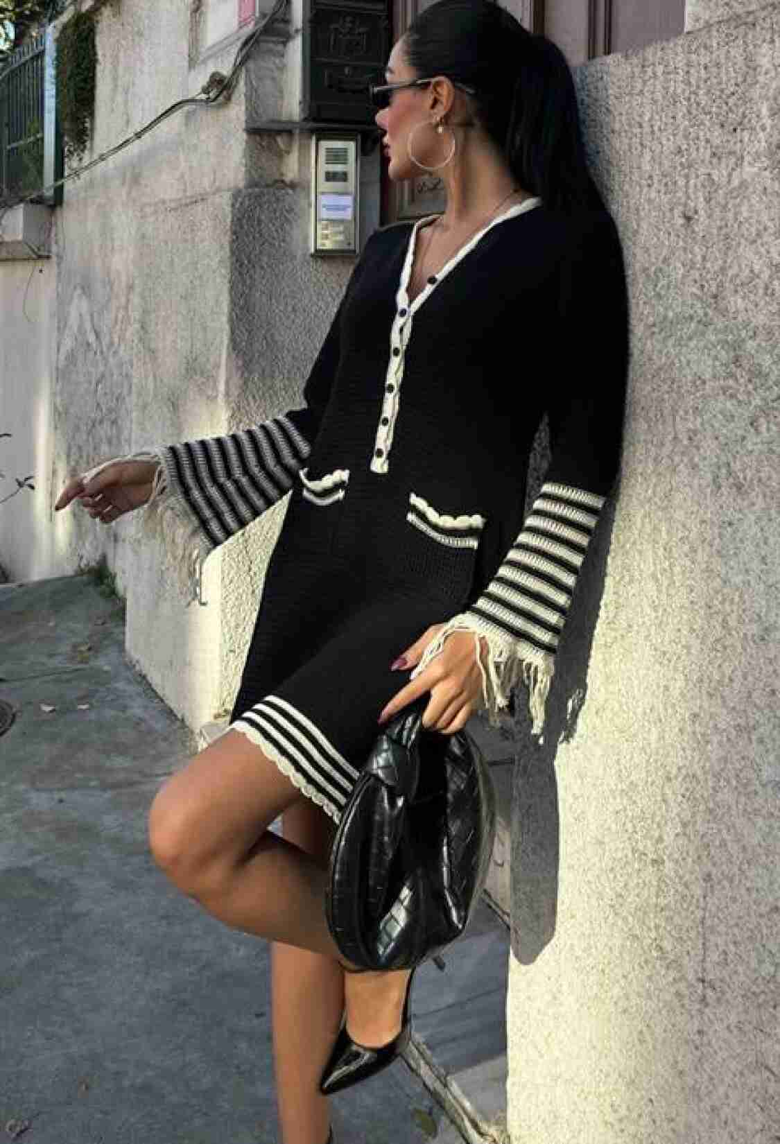 Knitwear Sleeves Tassel Button Dress - Brand: Sobe Istanbul - Women & Kids, Baby Clothes Wholesale - TheBS Women