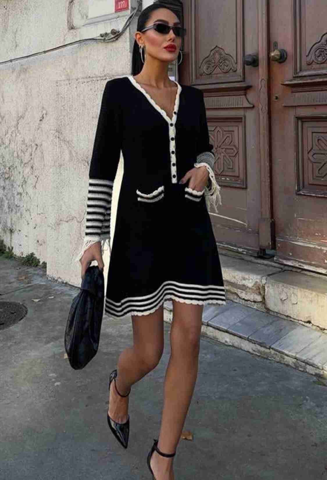 Knitwear Sleeves Tassel Button Dress - Brand: Sobe Istanbul - Women & Kids, Baby Clothes Wholesale - TheBS Women