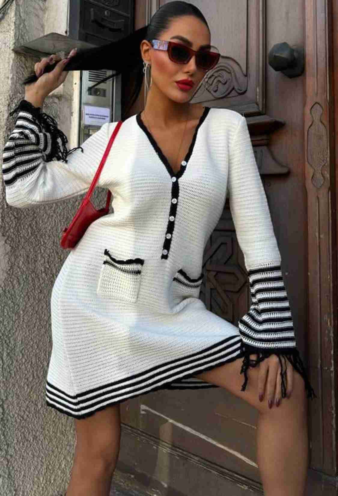 Knitwear Sleeves Tassel Button Dress - Brand: Sobe Istanbul - Women & Kids, Baby Clothes Wholesale - TheBS Women