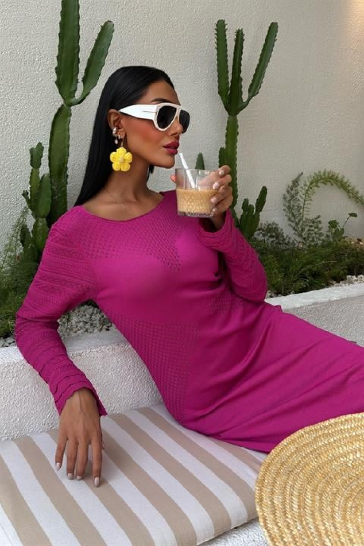 Openwork Detailed Crew Neck Knitwear Dress - Brand: Sobe Istanbul - Women & Kids, Baby Clothes Wholesale - TheBS Women