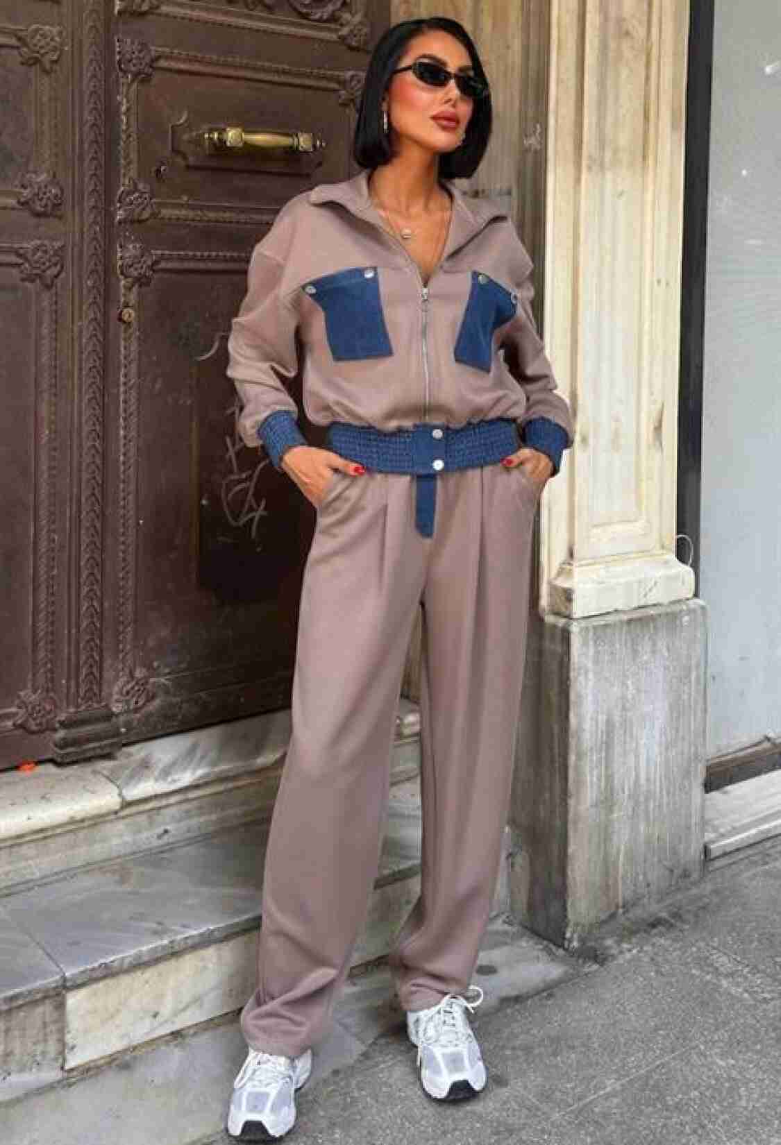 Beige Casual Sport Streetwear Set - Brand: Sobe Istanbul - Women & Kids, Baby Clothes Wholesale - TheBS Women