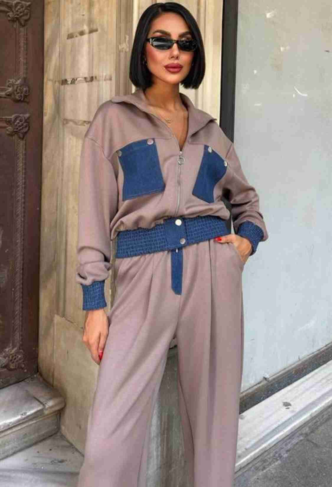 Beige Casual Sport Streetwear Set - Brand: Sobe Istanbul - Women & Kids, Baby Clothes Wholesale - TheBS Women