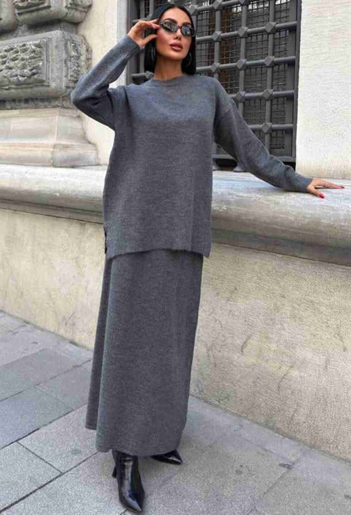 Grey Modest Casual Elegant Set - Brand: Sobe Istanbul - Women & Kids, Baby Clothes Wholesale - TheBS Women
