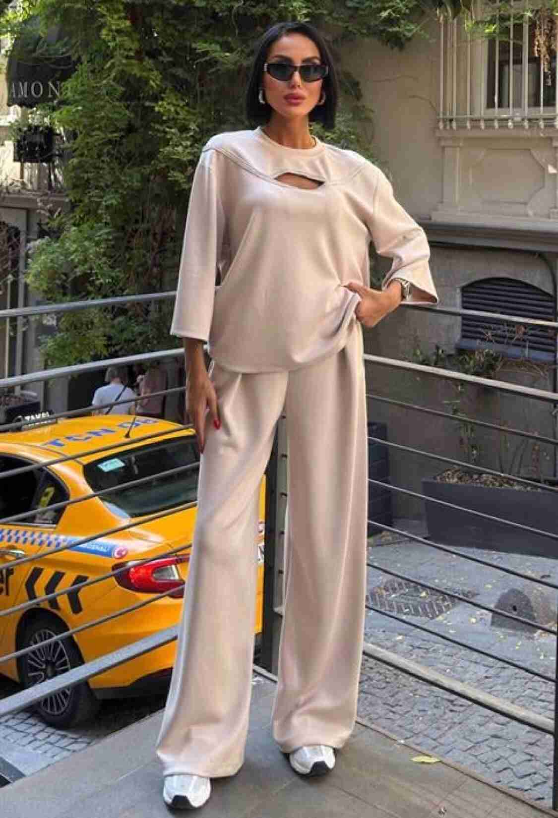 Beige Casual Elegant Oversized Palazzo Set - Brand: Sobe Istanbul - Women & Kids, Baby Clothes Wholesale - TheBS Women