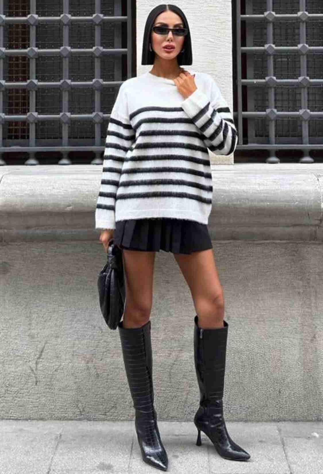 White Striped Oversized Fit Sweater - Brand: Sobe Istanbul - Women & Kids, Baby Clothes Wholesale - TheBS Women