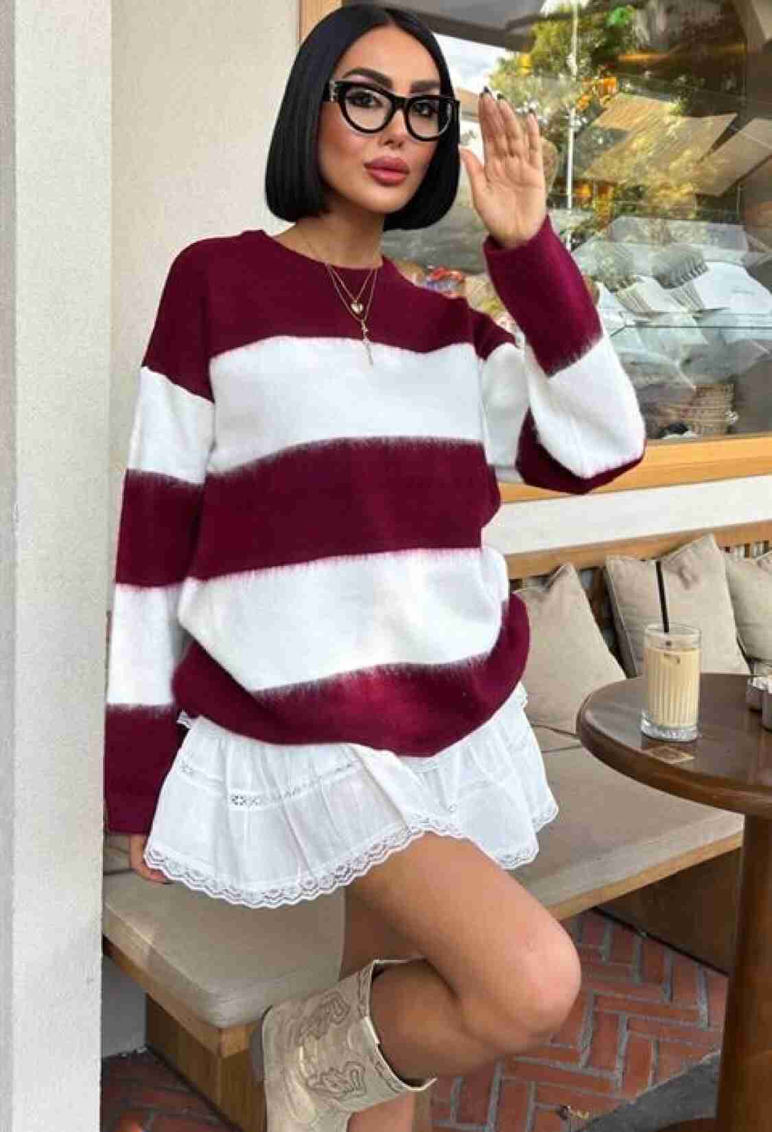 Sweater With Striped Design - Brand: Sobe Istanbul - Women & Kids, Baby Clothes Wholesale - TheBS Women