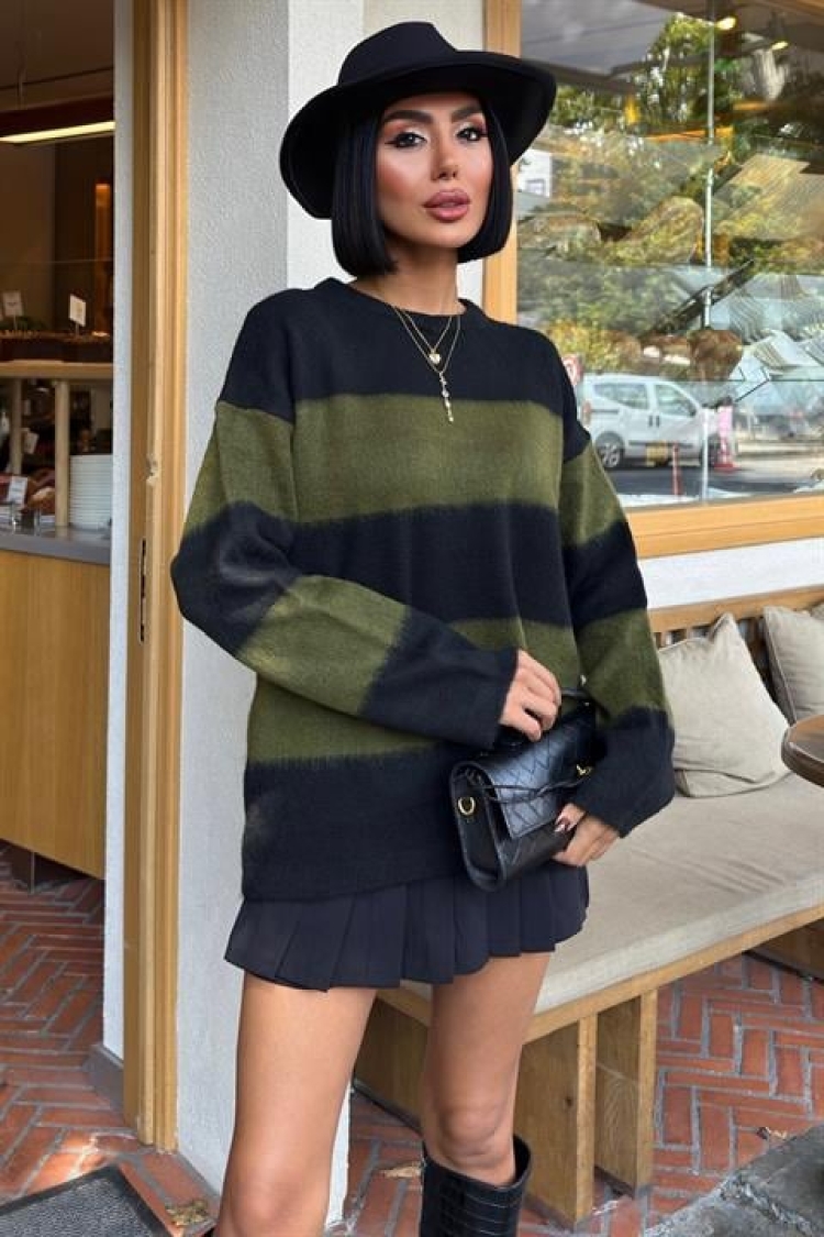Black Sweater Oversized Color Block Casual - Brand: Sobe Istanbul - Women & Kids, Baby Clothes Wholesale - TheBS Women