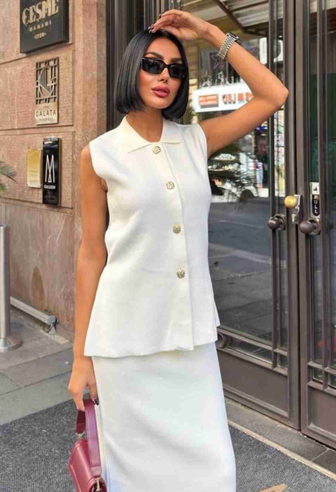 Elegant White Set With Pencil Skirt - Brand: Sobe Istanbul - Women & Kids, Baby Clothes Wholesale - TheBS Women