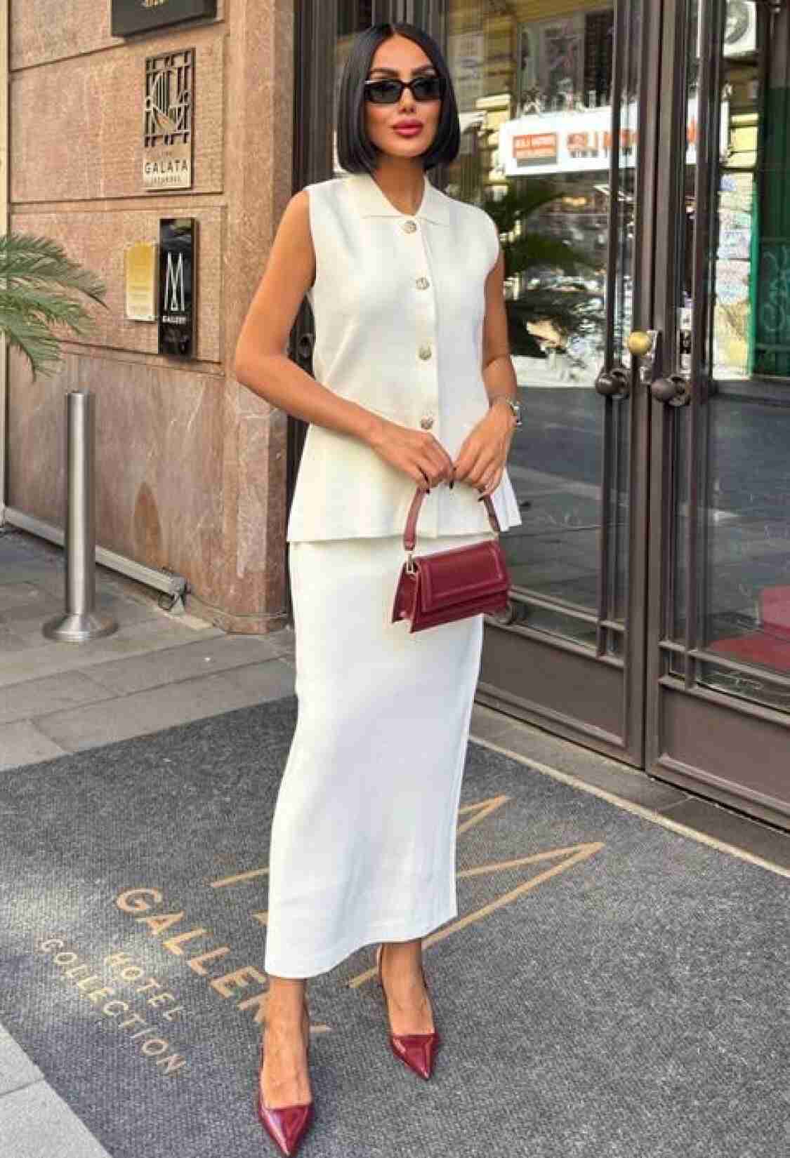 Elegant White Set With Pencil Skirt - Brand: Sobe Istanbul - Women & Kids, Baby Clothes Wholesale - TheBS Women