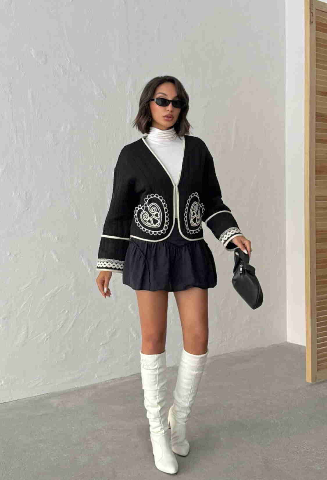 Black Ethnic Shacket Jacket With V-Neck Collar - Brand: Topshow - Women & Kids, Baby Clothes Wholesale - TheBS Women