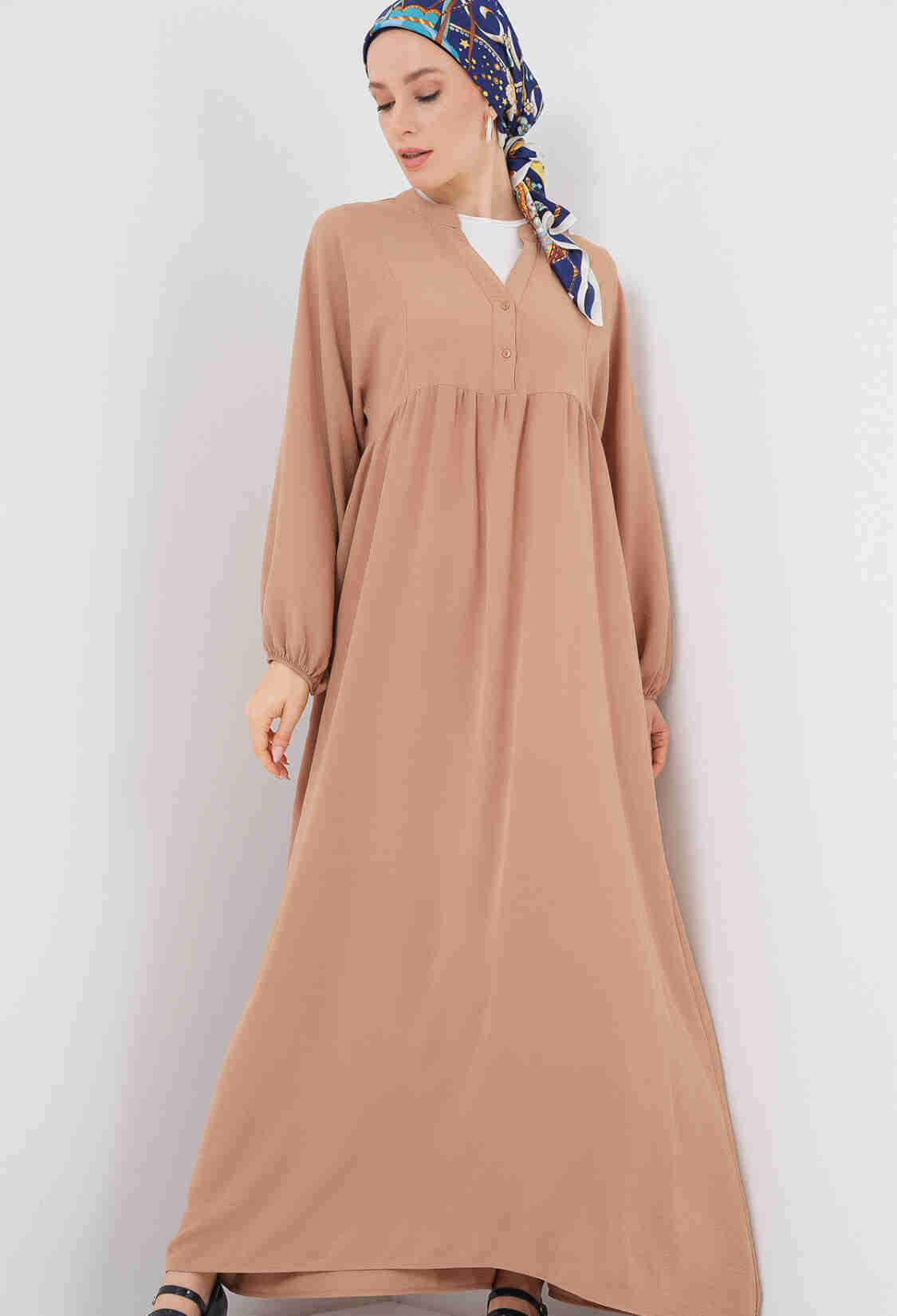 Beige Modest Ethnic Kaftan Dress With Ballon Sleeves - Brand: Bigdart - Women & Kids, Baby Clothes Wholesale - TheBS Women