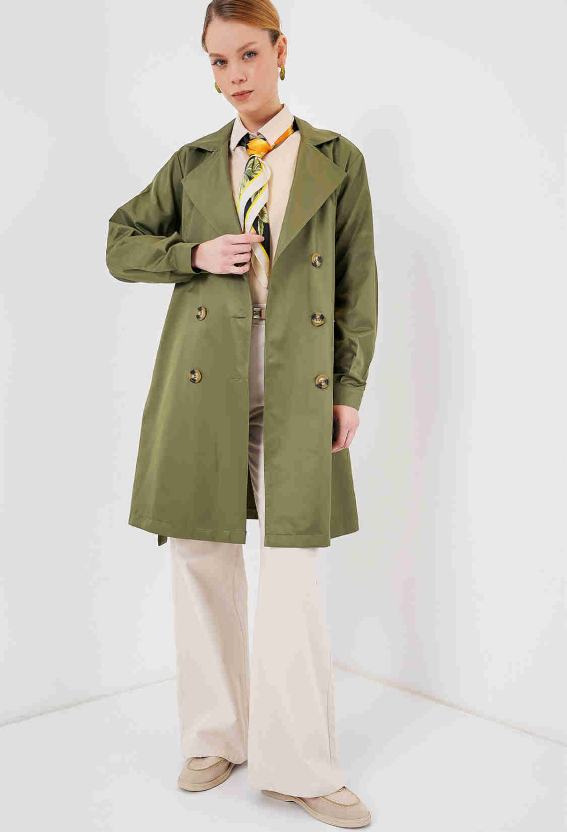 Green Trenchcoat Double-Breasted Buttoned Classic - Brand: Bigdart - Women & Kids, Baby Clothes Wholesale - TheBS Women