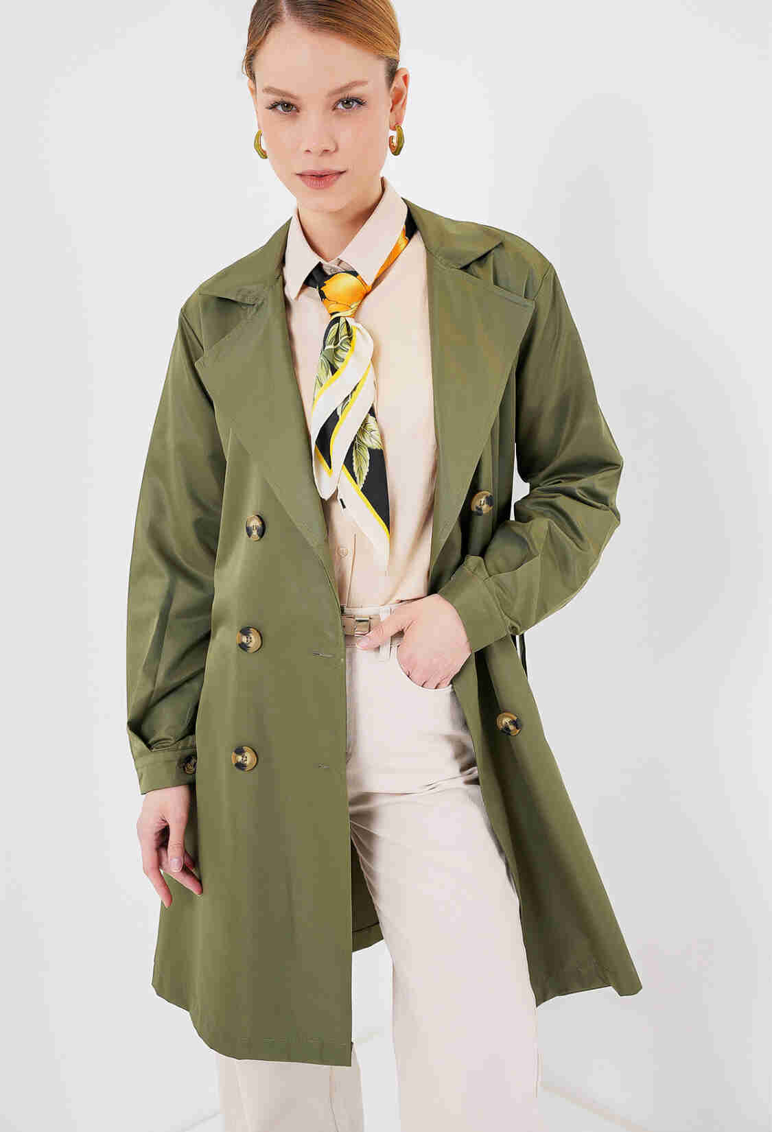 Green Trenchcoat Double-Breasted Buttoned Classic - Brand: Bigdart - Women & Kids, Baby Clothes Wholesale - TheBS Women