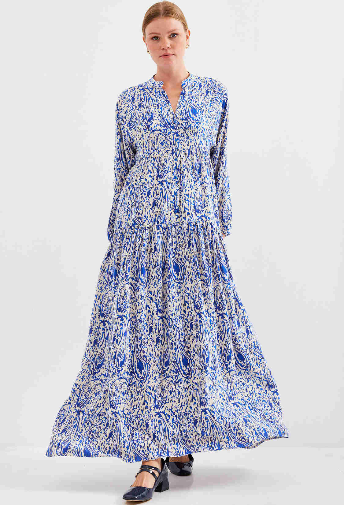 Blue Boho A-Line Floor Length Dress With Paisley Pattern - Brand: Bigdart - Women & Kids, Baby Clothes Wholesale - TheBS Women