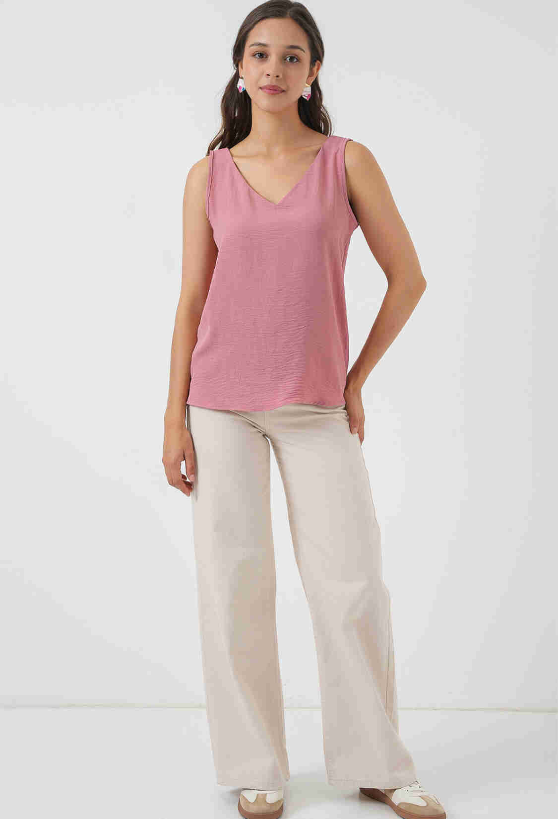 Pink Blouse With V-Neck & Cap Sleeves - Brand: Bigdart - Women & Kids, Baby Clothes Wholesale - TheBS Women
