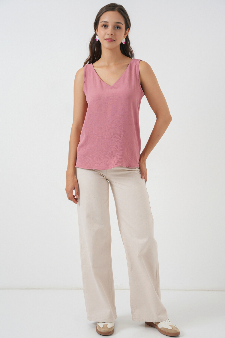 Pink Blouse With V-Neck & Cap Sleeves - Brand: Bigdart - Women & Kids, Baby Clothes Wholesale - TheBS Women
