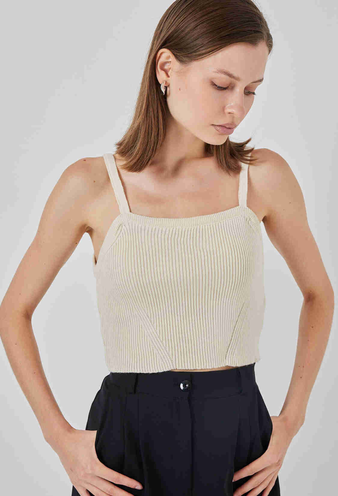 Beige Slim Fit Square Neck Cap Sleeve Blouse - Brand: Bigdart - Women & Kids, Baby Clothes Wholesale - TheBS Women