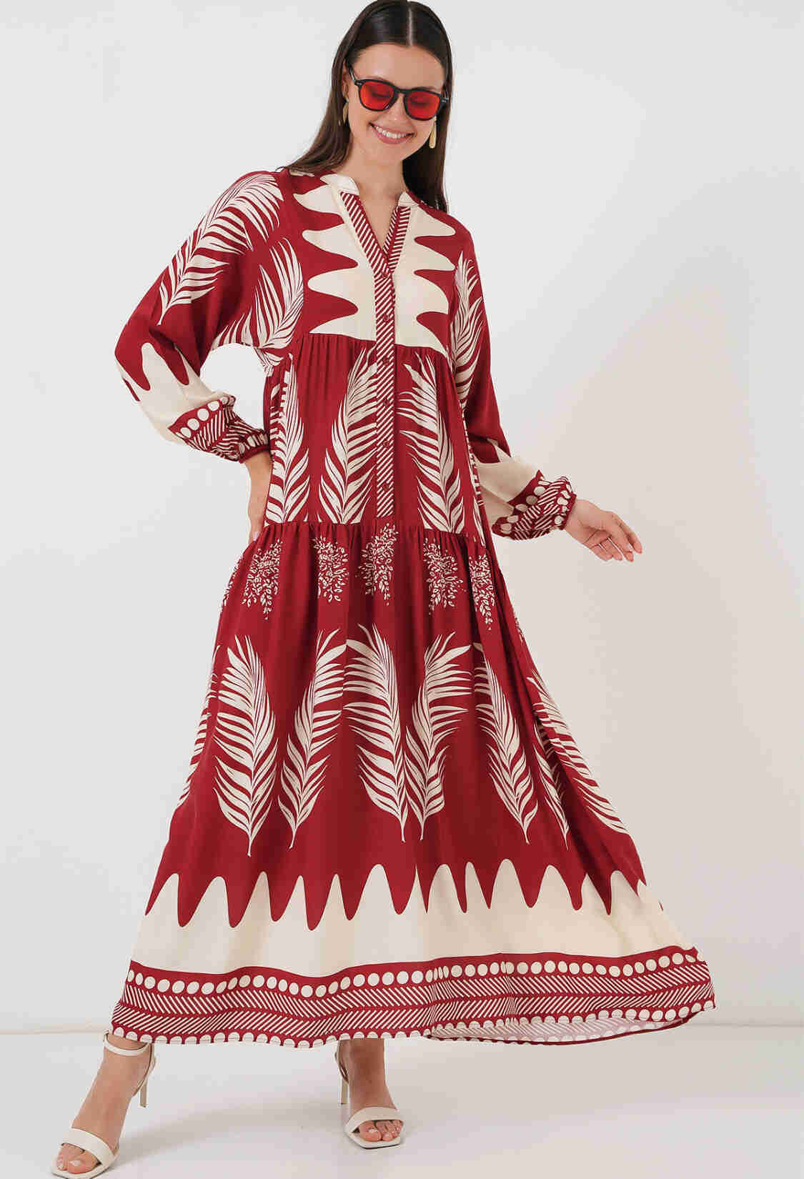 ClaretMaxi Kaftan Dress With Floral Pattern - Brand: Bigdart - Women & Kids, Baby Clothes Wholesale - TheBS Women