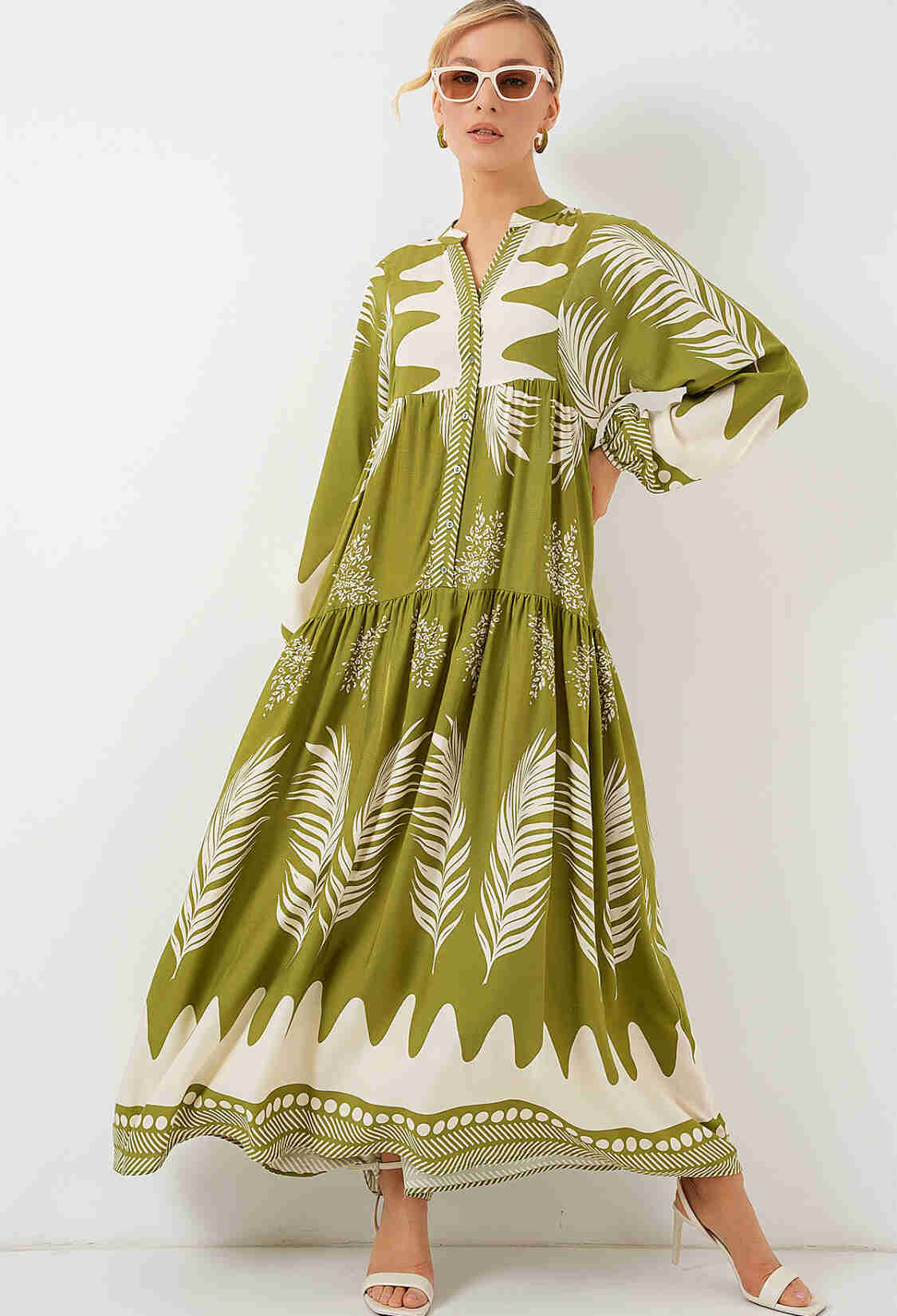 Green Ethnic A-Line Floor Length Dress - Brand: Bigdart - Women & Kids, Baby Clothes Wholesale - TheBS Women