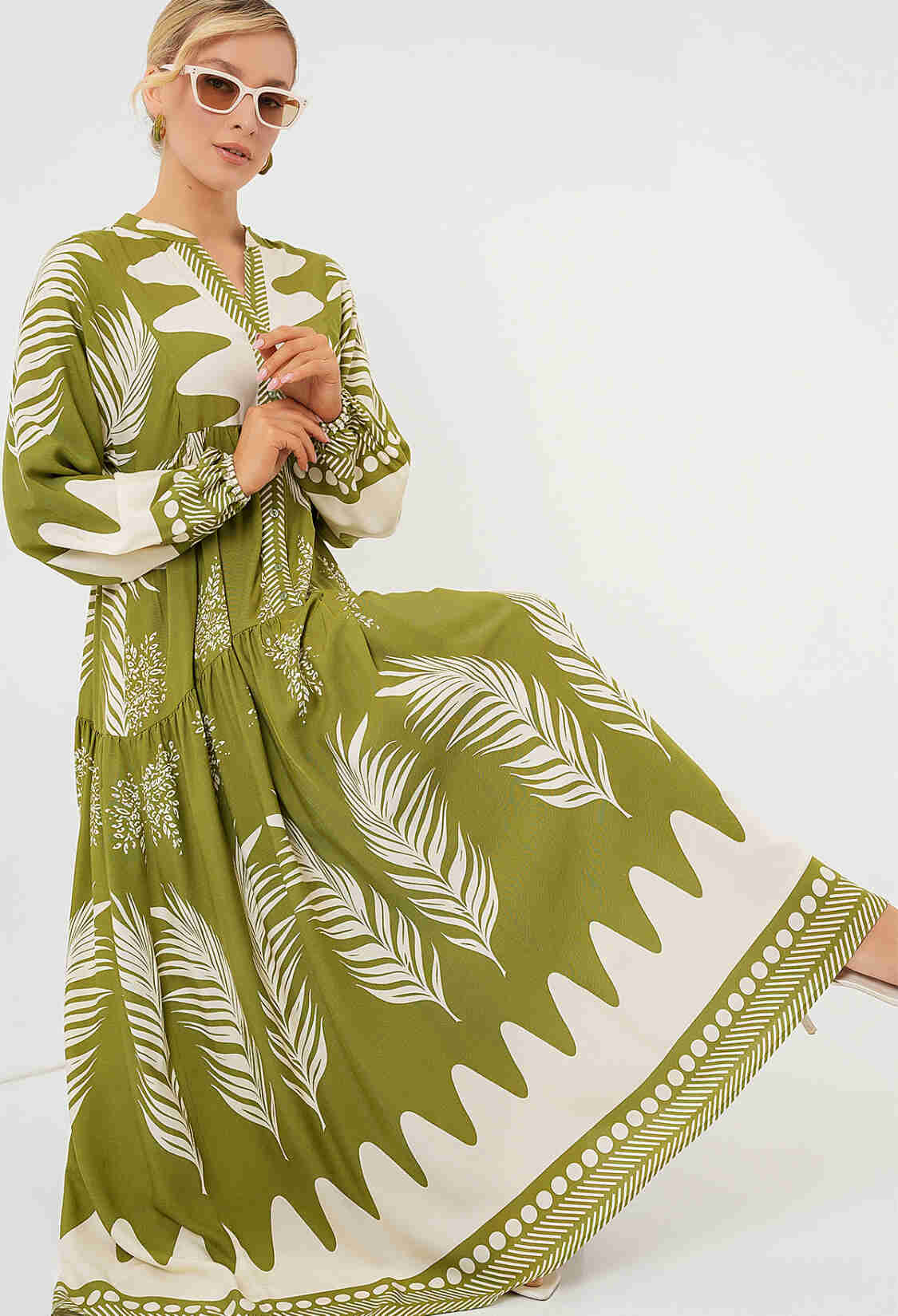 Green Ethnic A-Line Floor Length Dress - Brand: Bigdart - Women & Kids, Baby Clothes Wholesale - TheBS Women