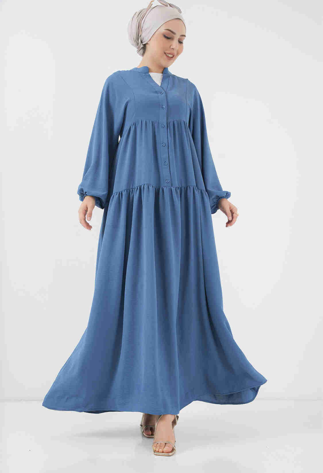 Blue Modest Elegant Floor Length Dress - Brand: Bigdart - Women & Kids, Baby Clothes Wholesale - TheBS Women