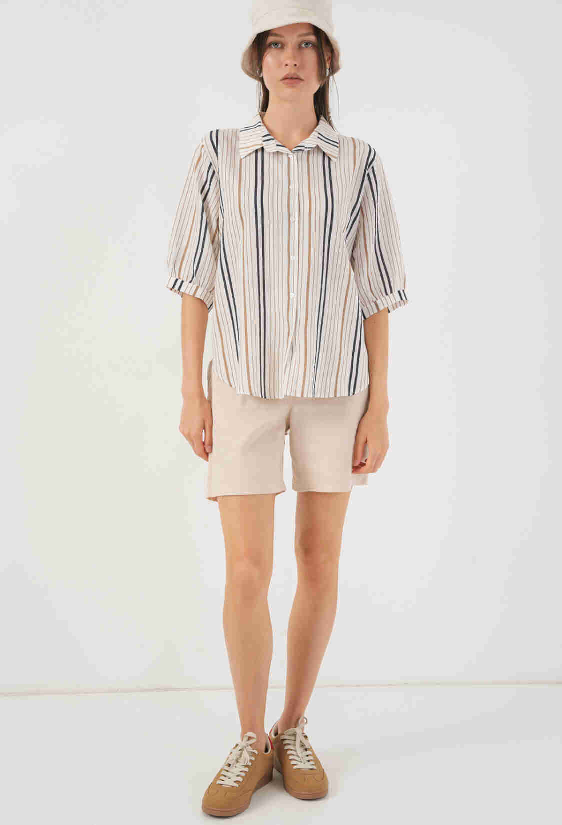 White Striped Casual Shirt With Notched Neck - Brand: Bigdart - Women & Kids, Baby Clothes Wholesale - TheBS Women