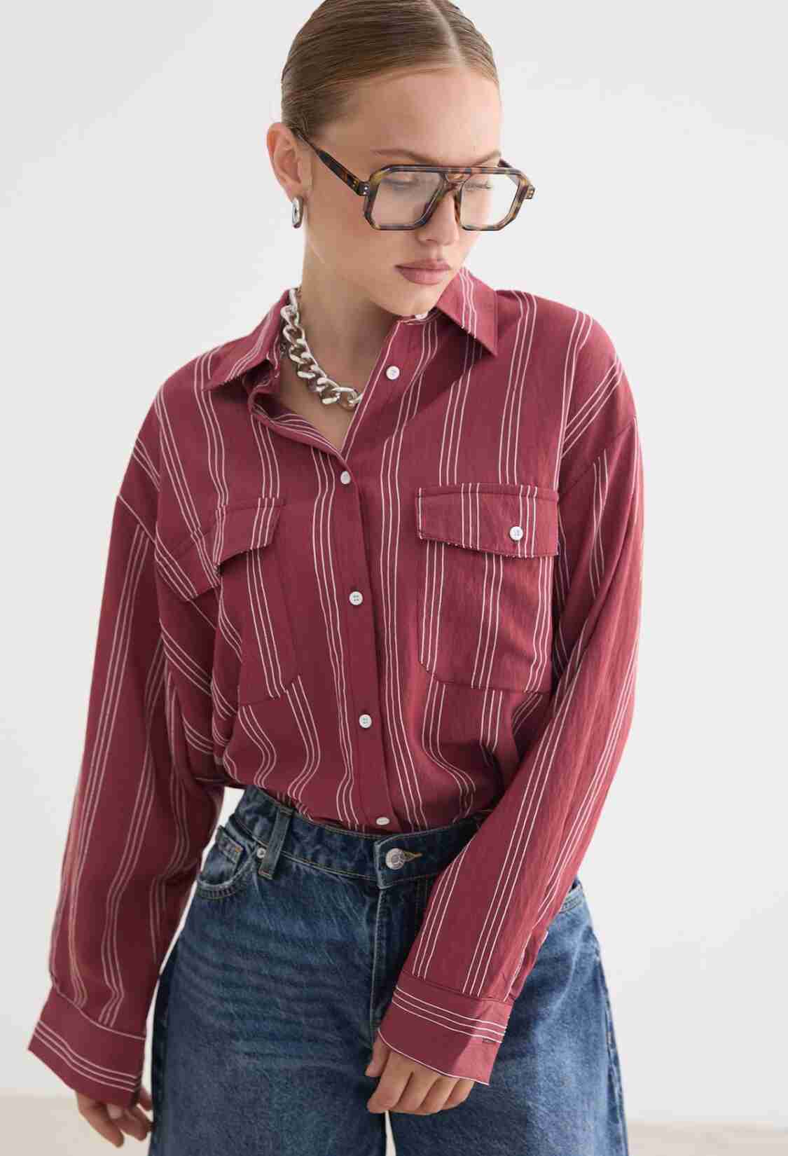 Oversized Striped Casual Shirt - Brand: Levure - Women & Kids, Baby Clothes Wholesale - TheBS Women