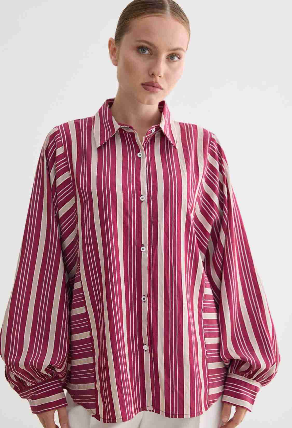 Striped Casual Oversized Shirt - Brand: Levure - Women & Kids, Baby Clothes Wholesale - TheBS Women