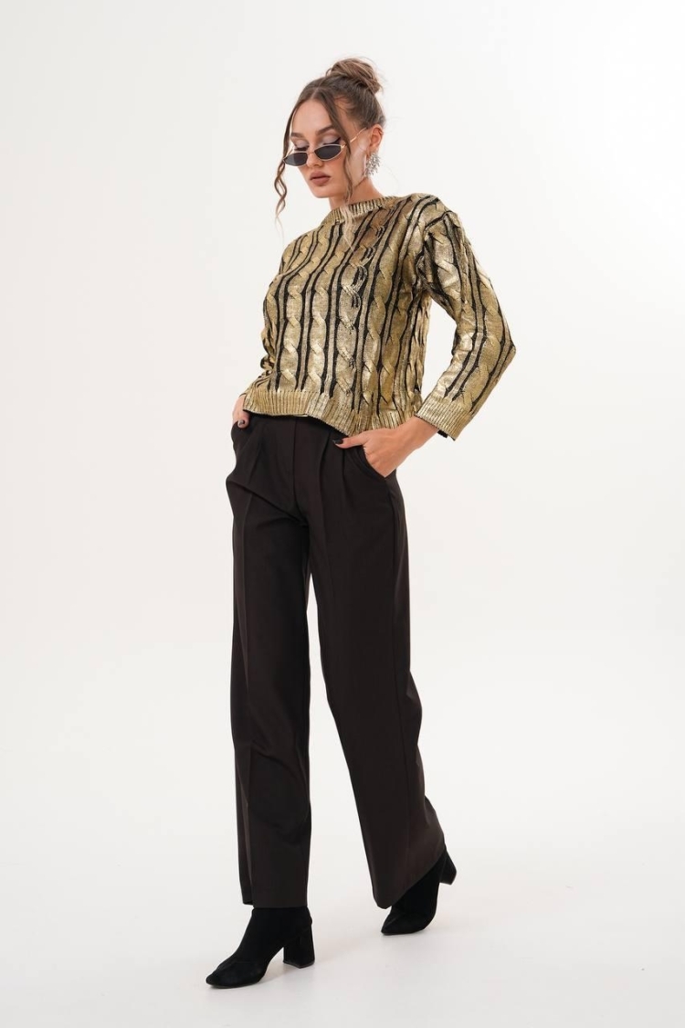 Striped Sweater With 3/4 Straight Sleeves - Brand: My Jest Fashion - Women & Kids, Baby Clothes Wholesale - TheBS Women