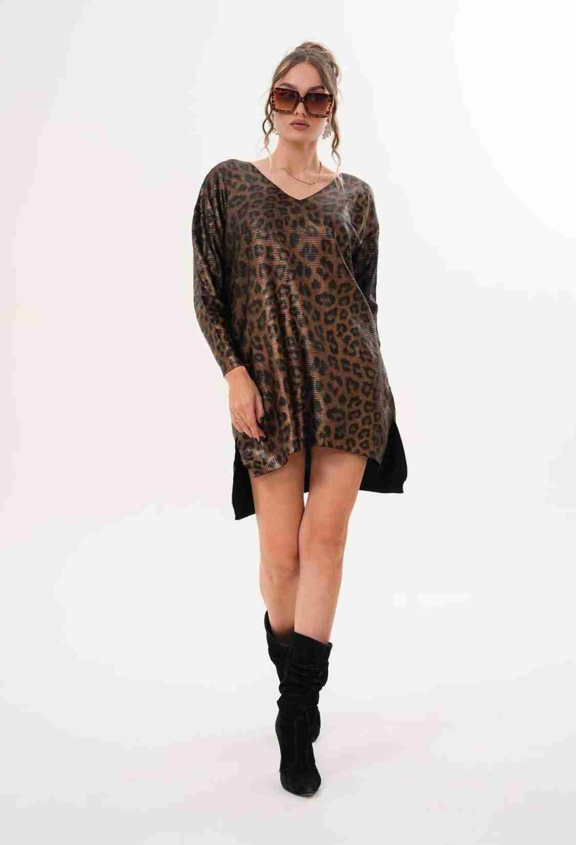Leopard Print Oversized Fit Tunic - Brand: My Jest Fashion - Women & Kids, Baby Clothes Wholesale - TheBS Women