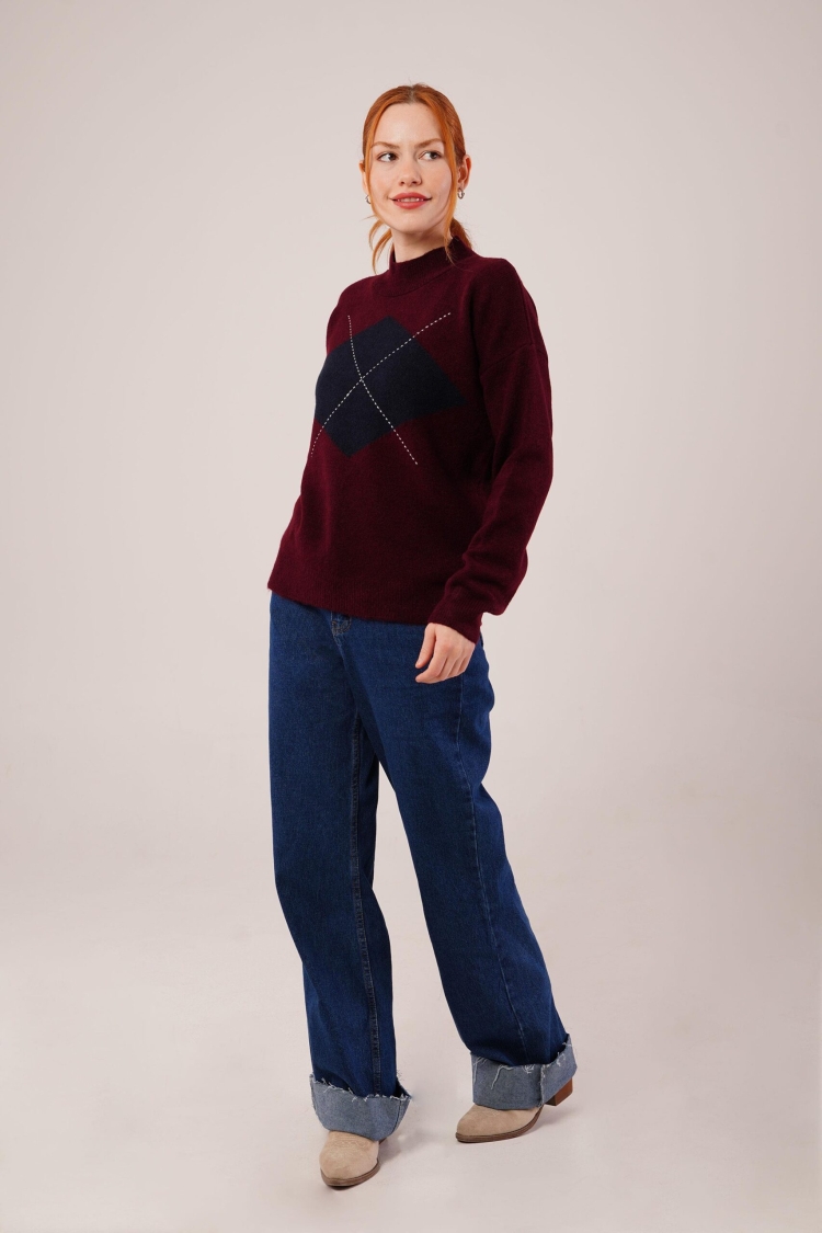 Sweater With Checkered Pattern - Brand: Lustrin - Women & Kids, Baby Clothes Wholesale - TheBS Women