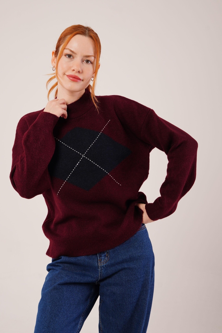 Sweater With Checkered Pattern - Brand: Lustrin - Women & Kids, Baby Clothes Wholesale - TheBS Women
