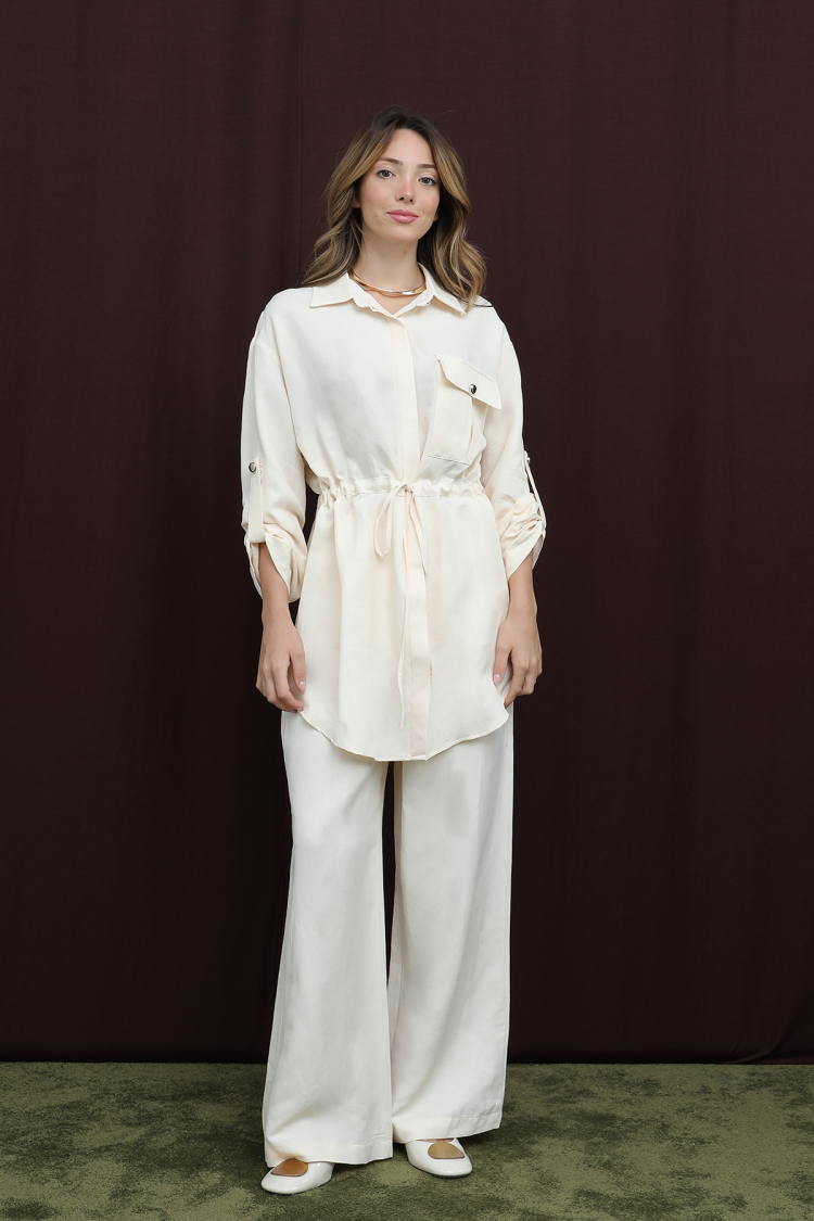 Beige Elegant Palazzo Set With Flap Pockets - Brand: Puane - Women & Kids, Baby Clothes Wholesale - TheBS Women