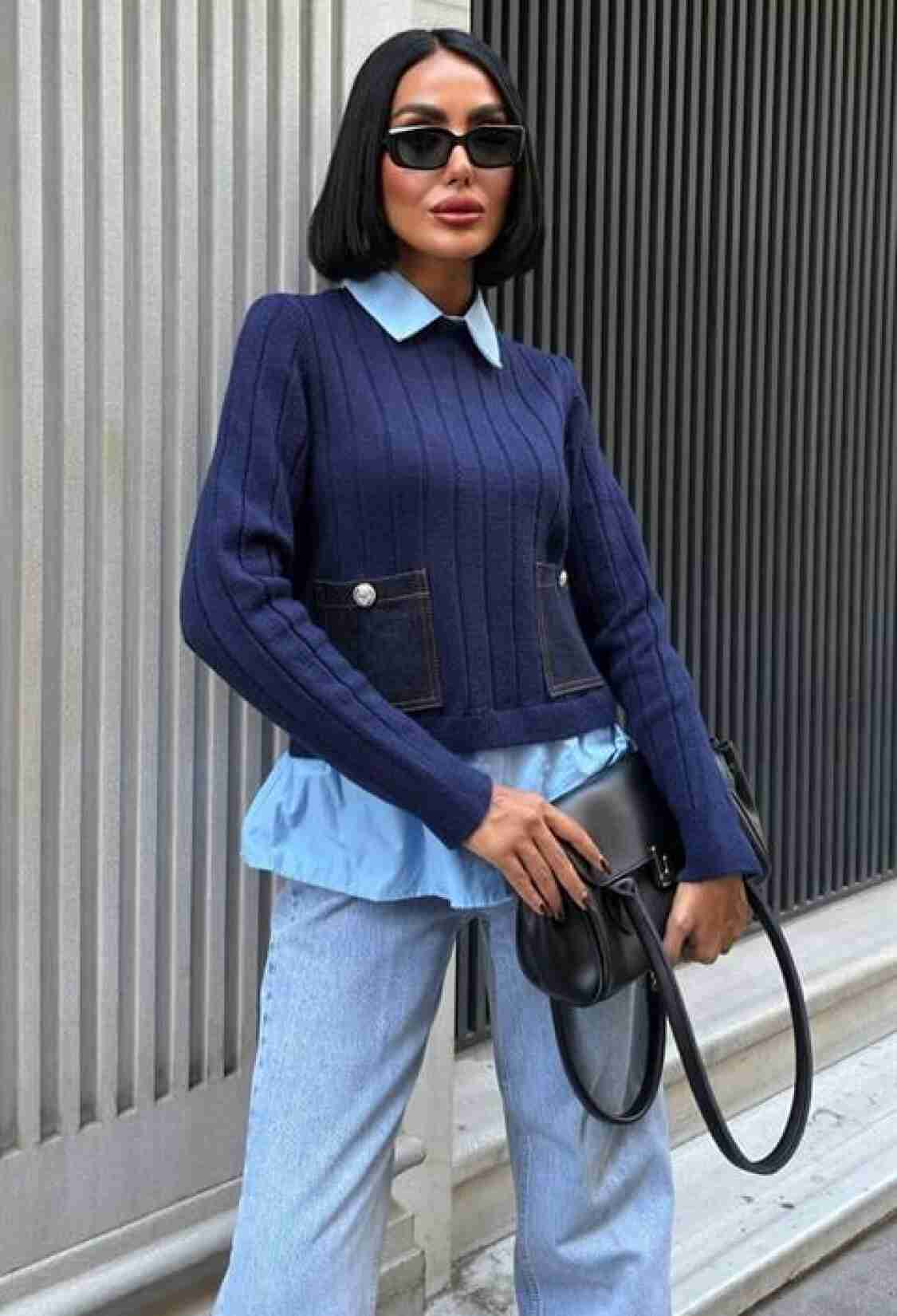 Sweater With Striped And Plain Style - Brand: Sobe Istanbul - Women & Kids, Baby Clothes Wholesale - TheBS Women