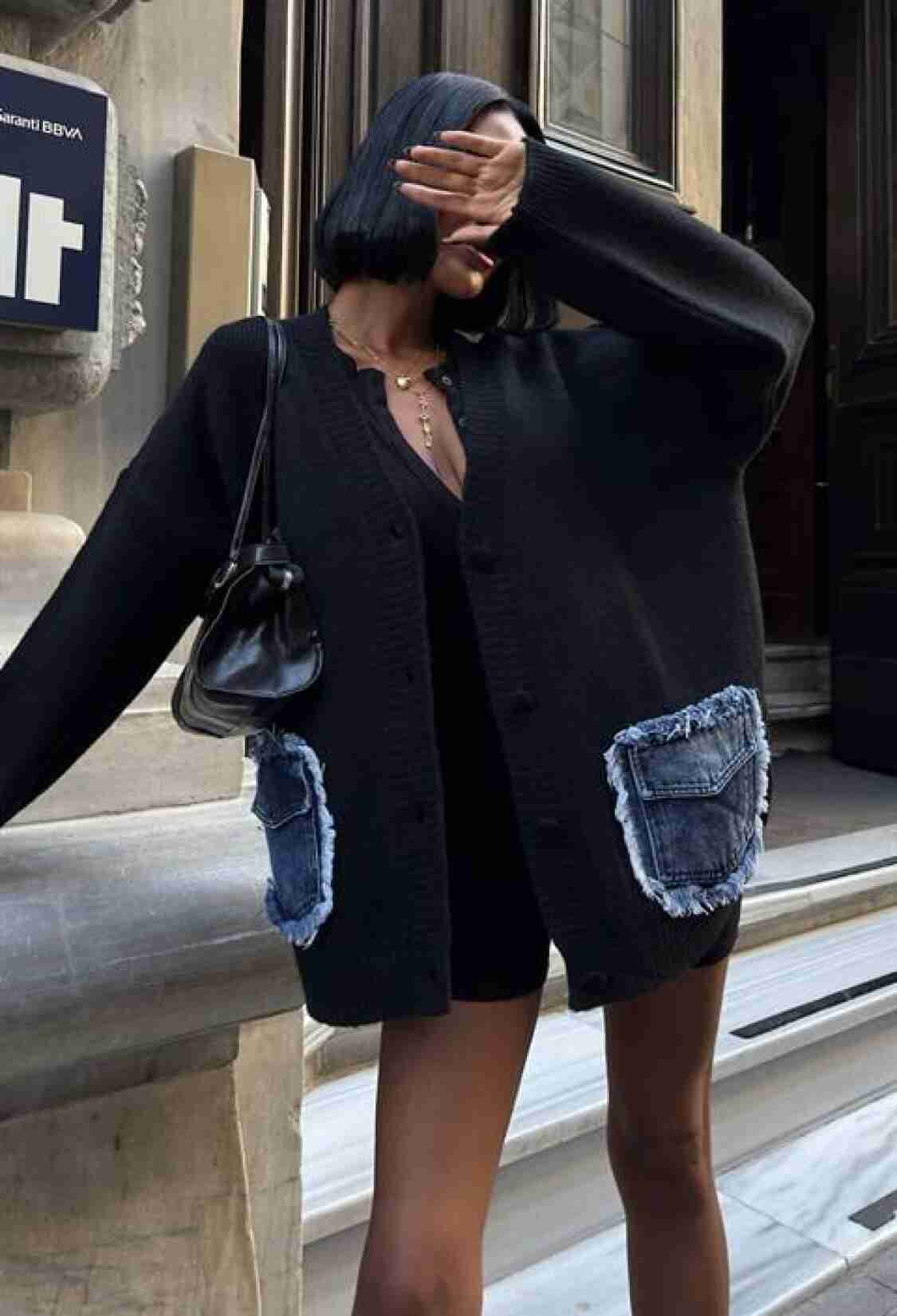 Oversized Fit Cardigan With V-Neck & Flap Pockets - Brand: Sobe Istanbul - Women & Kids, Baby Clothes Wholesale - TheBS Women