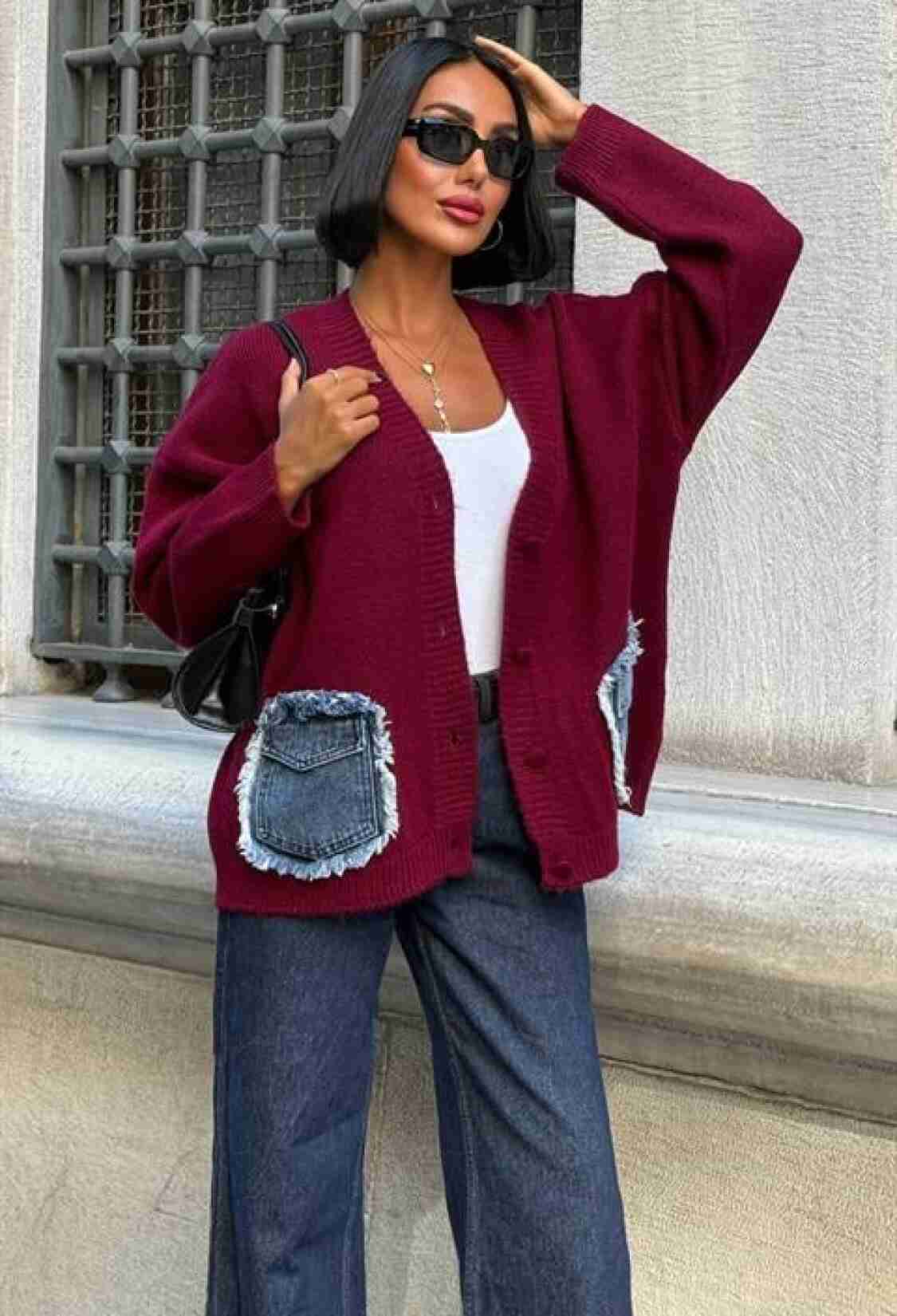 Cardigan With Oversized Fit And Patch Pockets - Brand: Sobe Istanbul - Women & Kids, Baby Clothes Wholesale - TheBS Women