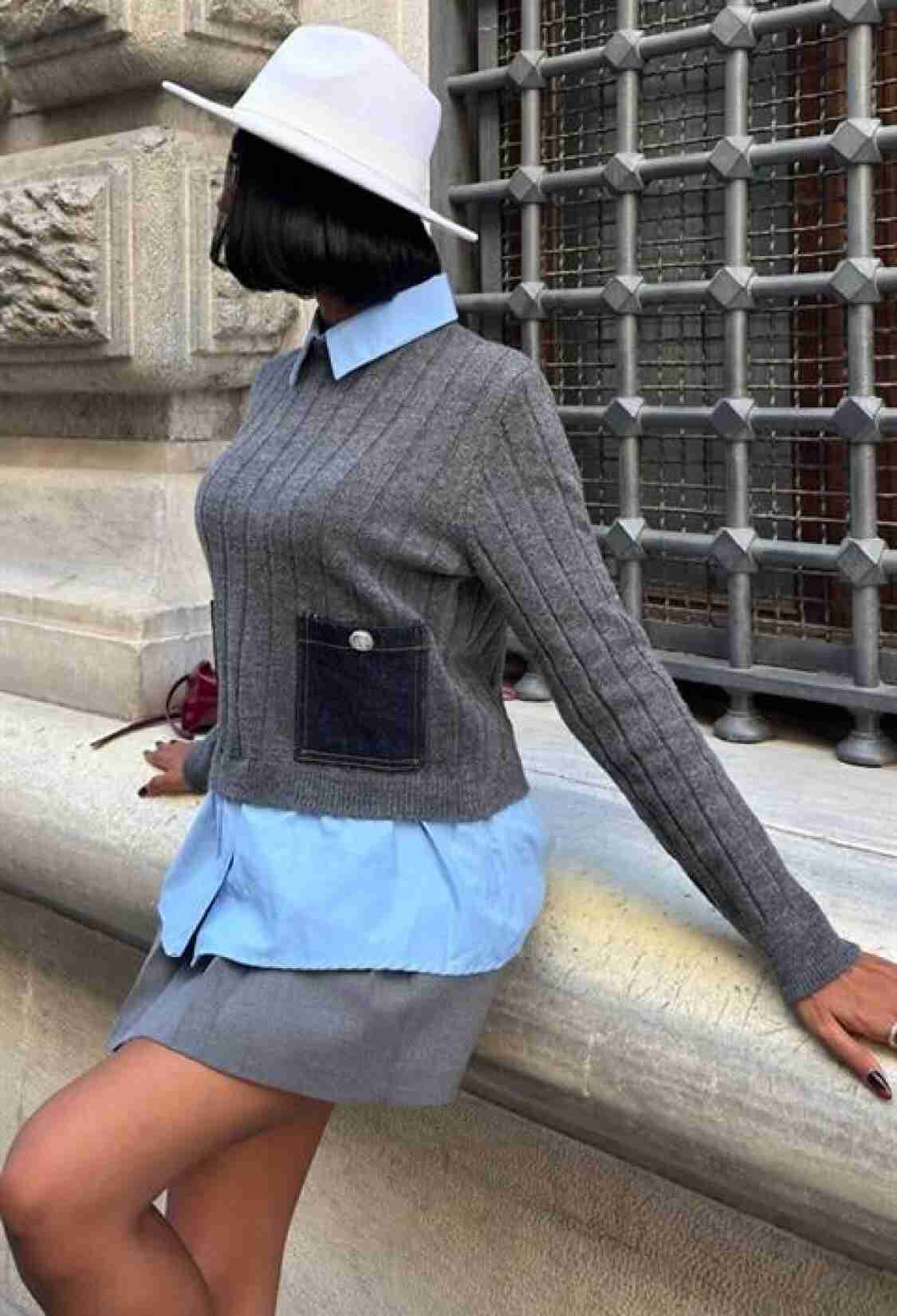 Grey Preppy Slim Fit Striped Sweater - Brand: Sobe Istanbul - Women & Kids, Baby Clothes Wholesale - TheBS Women