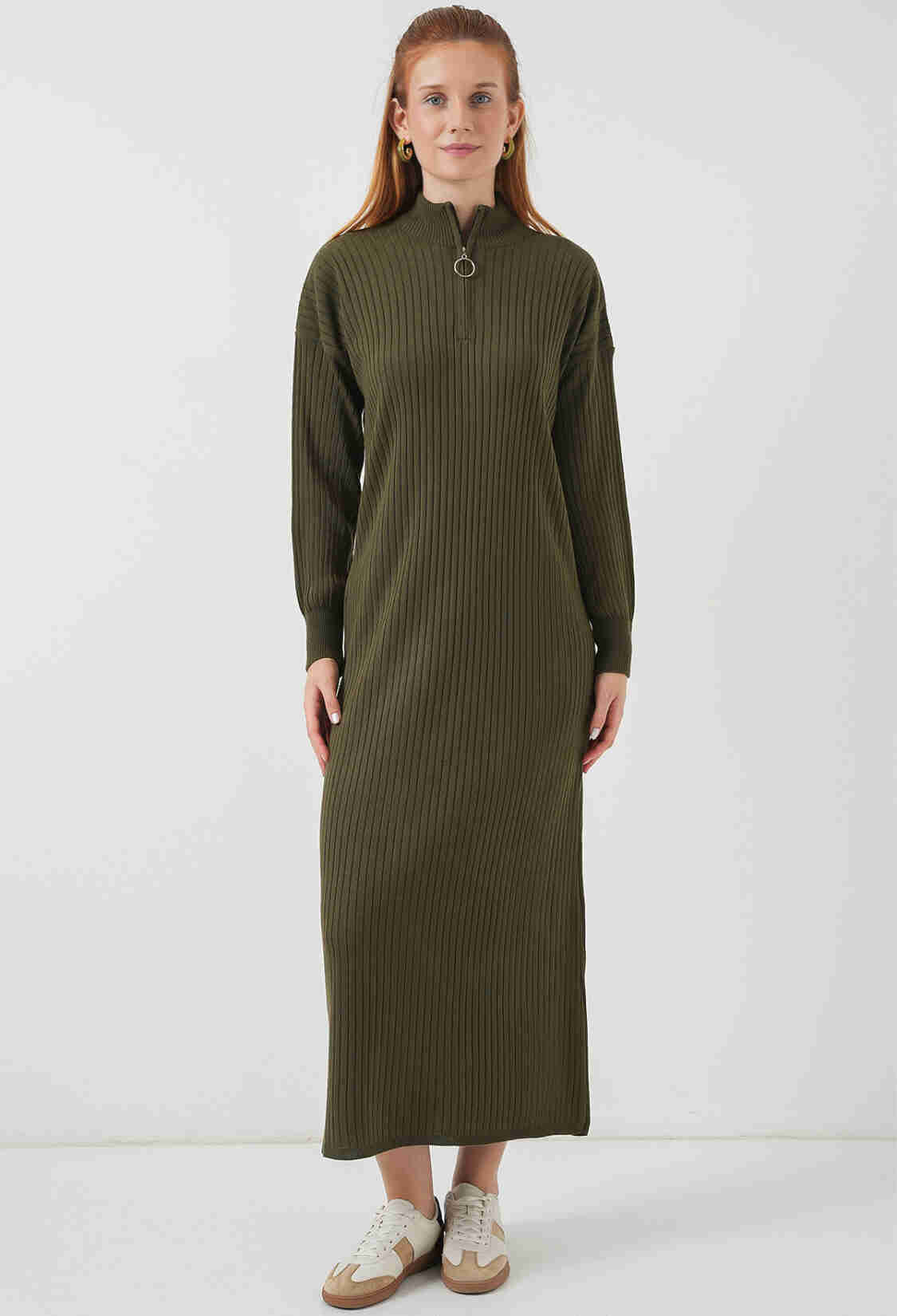 Green Striped Modest Sweater Dress - Brand: Bigdart - Women & Kids, Baby Clothes Wholesale - TheBS Women