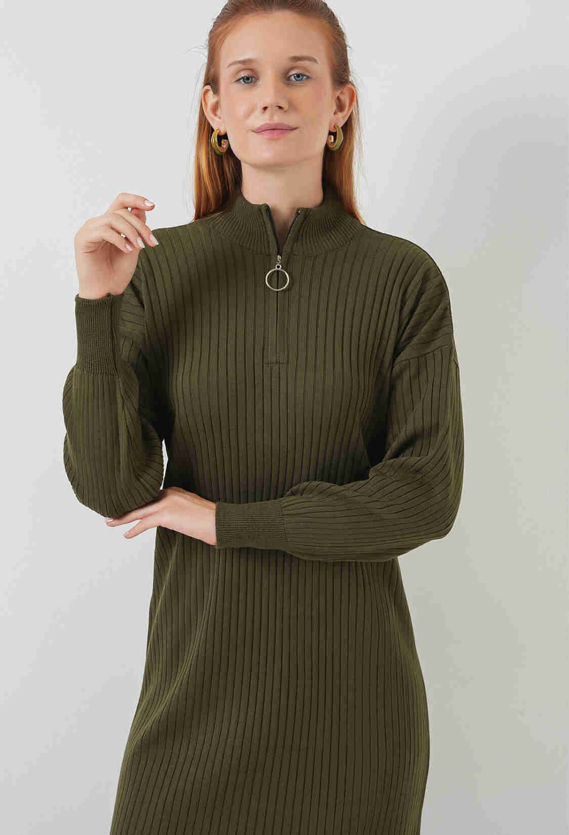 Green Striped Modest Sweater Dress - Brand: Bigdart - Women & Kids, Baby Clothes Wholesale - TheBS Women