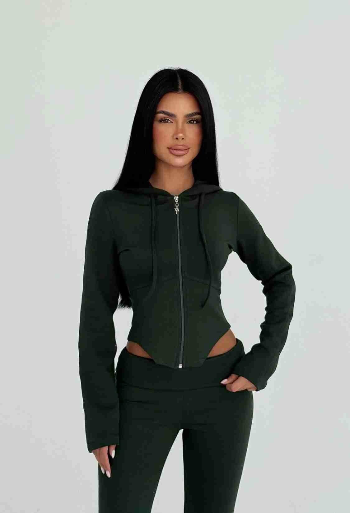 Black Tracksuit Slim Fit Zip Up With Hooded Neck - Brand: EYYO ATELIER - Women & Kids, Baby Clothes Wholesale - TheBS Women