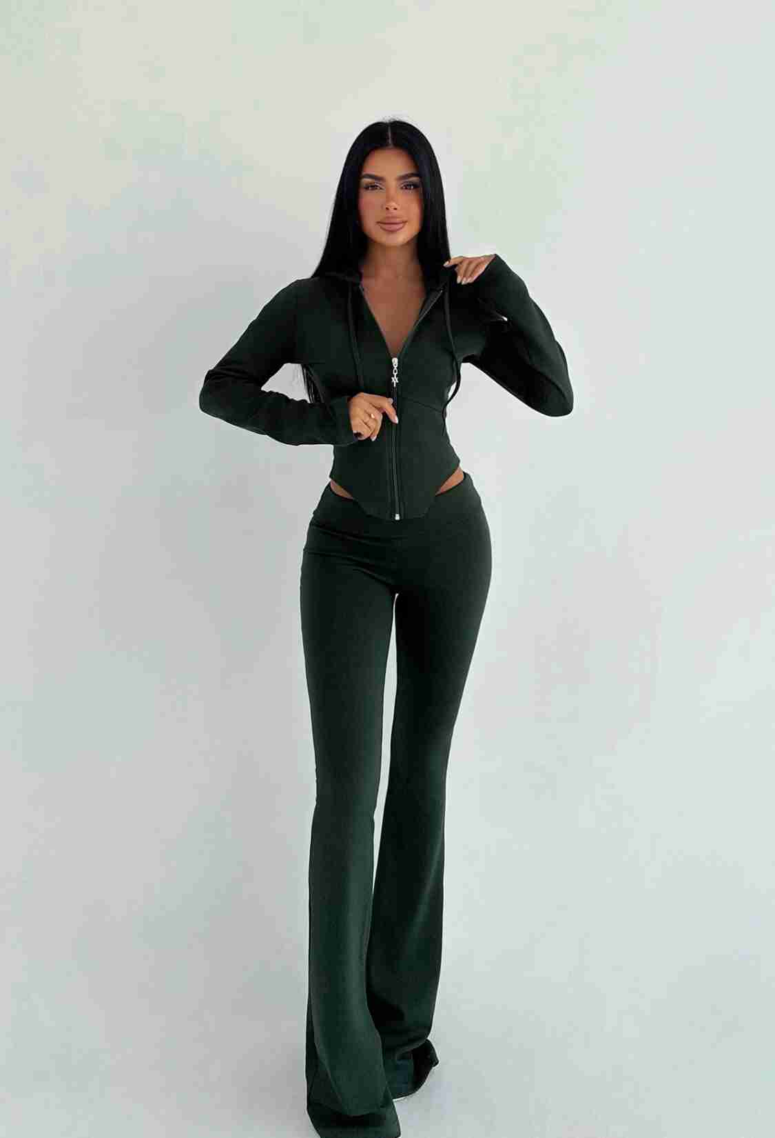 Black Tracksuit Slim Fit Zip Up With Hooded Neck - Brand: EYYO ATELIER - Women & Kids, Baby Clothes Wholesale - TheBS Women