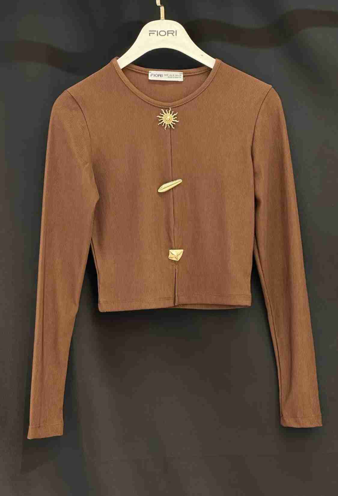 Slim Fit Crop Blouse With Round Neck - Brand: Fiori - Women & Kids, Baby Clothes Wholesale - TheBS Women