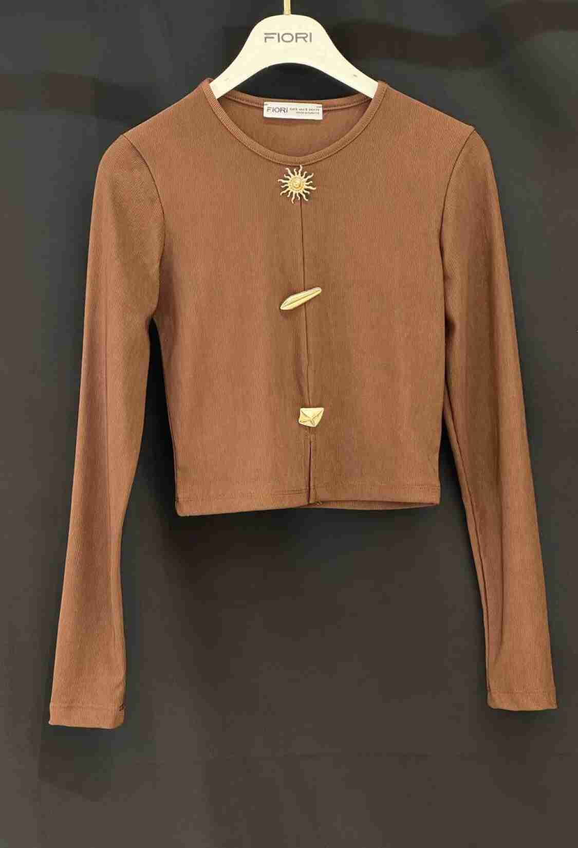Slim Fit Crop Blouse With Round Neck - Brand: Fiori - Women & Kids, Baby Clothes Wholesale - TheBS Women