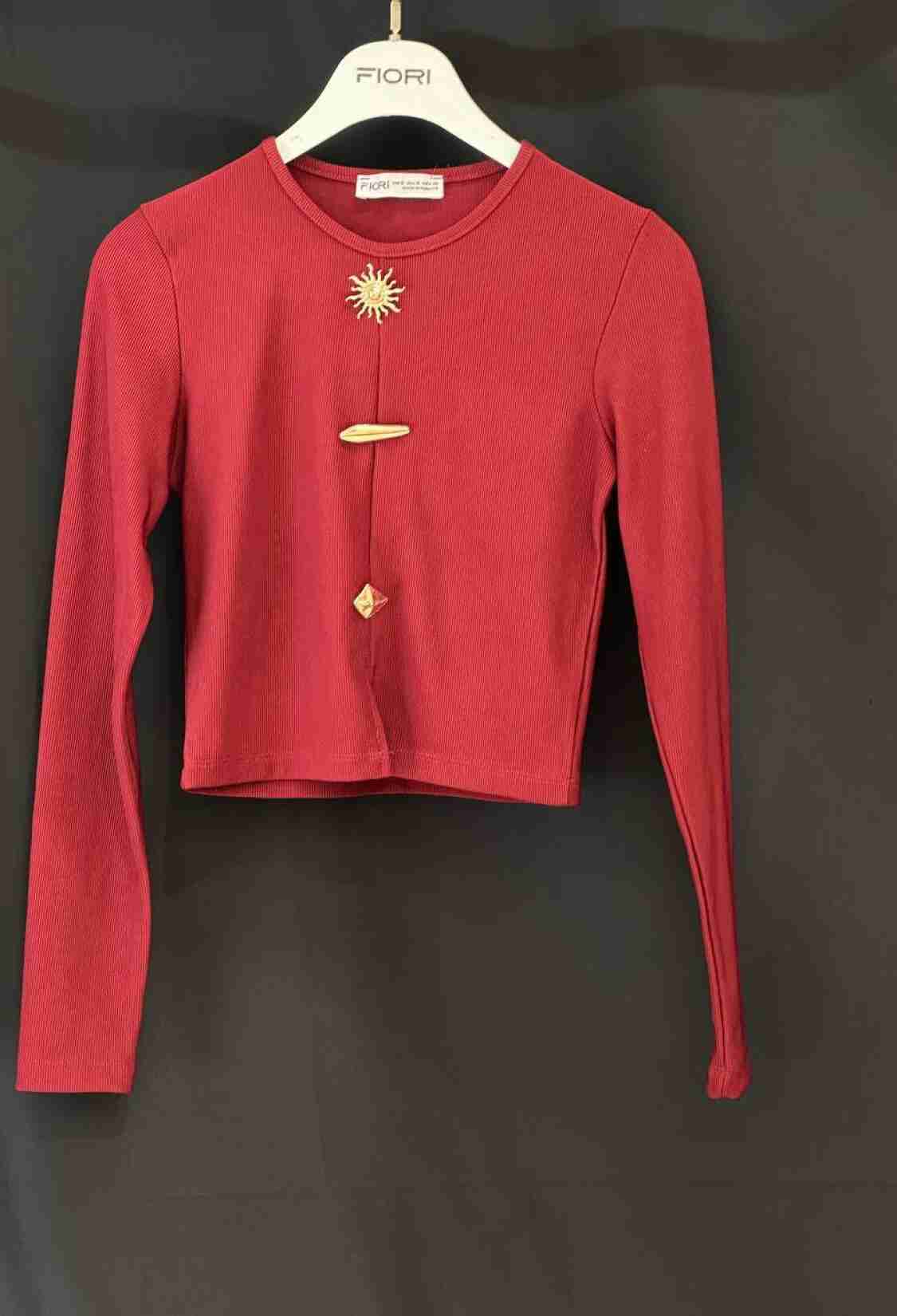 Red Blouse - Casual Elegant Slim Fit Crop - Brand: Fiori - Women & Kids, Baby Clothes Wholesale - TheBS Women