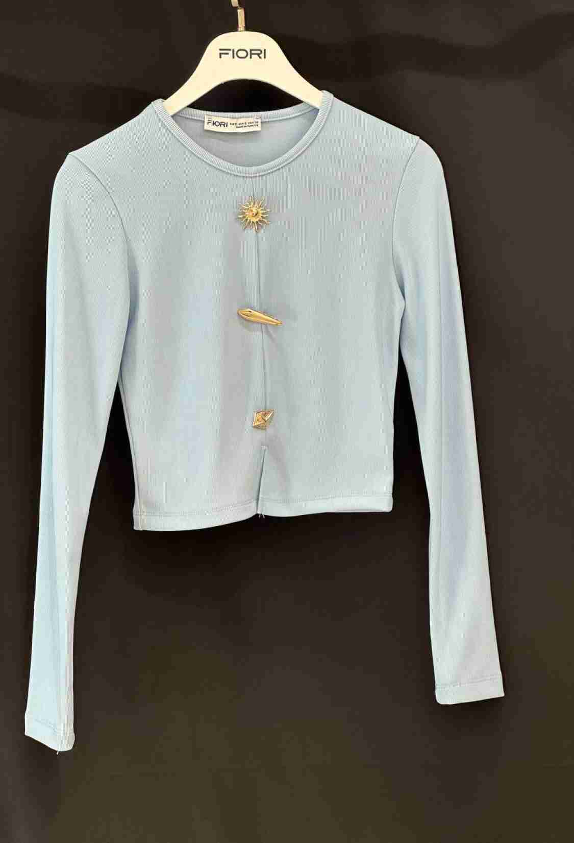 Slim Fit Crop Blouse With Long Straight Sleeves - Brand: Fiori - Women & Kids, Baby Clothes Wholesale - TheBS Women