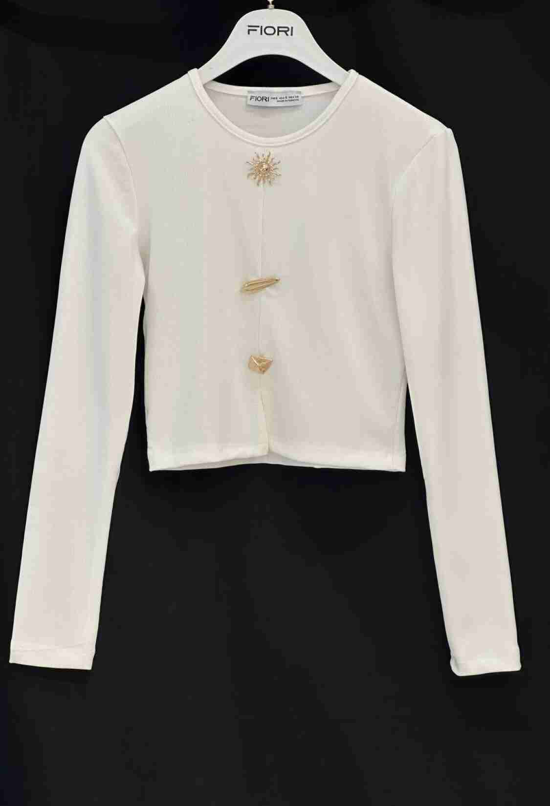 White Elegant Formal Casual Crop Blouse - Brand: Fiori - Women & Kids, Baby Clothes Wholesale - TheBS Women