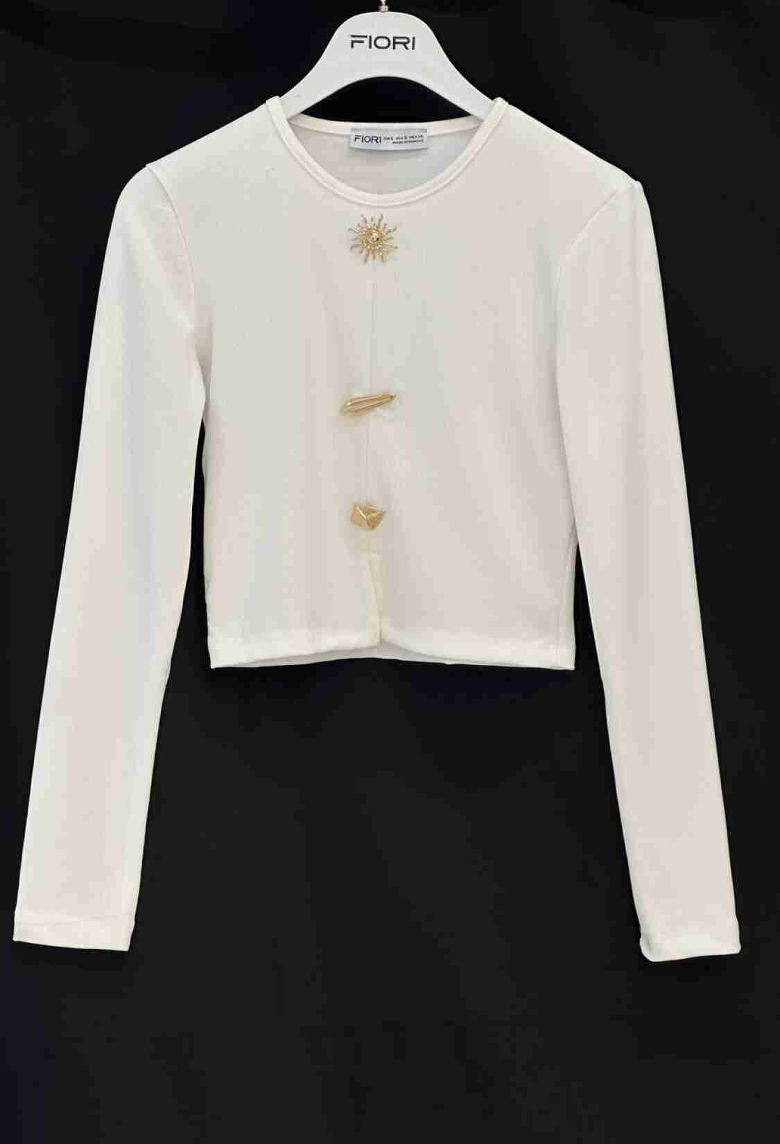 White Elegant Formal Casual Crop Blouse - Brand: Fiori - Women & Kids, Baby Clothes Wholesale - TheBS Women