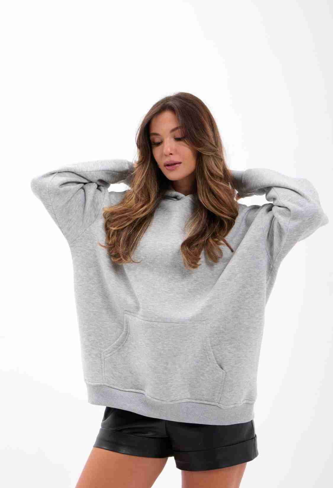 Casual Oversized Sweatshirt With Hooded Neck - Brand: Fame - Women & Kids, Baby Clothes Wholesale - TheBS Women