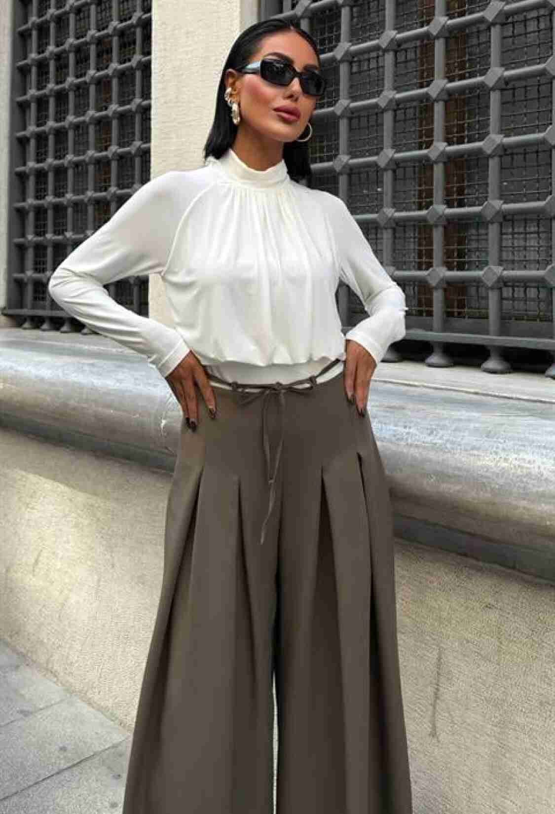 Waistband Detailed Pleated Slippery Pants - Brand: Sobe Istanbul - Women & Kids, Baby Clothes Wholesale - TheBS Women